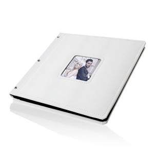  IFE/P20Z - Album na zdjęcia wklejane z białej włoskiej skóry ekologicznej z okienkiem na zdjęcie