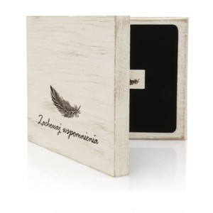 DREWNIANE ETUI NA PENDRIVE USB IPWB/G BIAŁE PIÓRKO