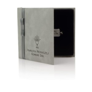 IPS/D - Etui materiałowe szare na Pendrive USB  pamiętka i komunii św.