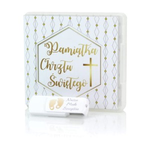 Zestaw Etui + Pendrive na chrzest 16-256 GB USB z napisem pamiątka chrztu św. zep239