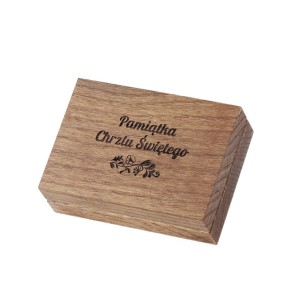 DREWNIANA SZKATUŁKA NA PENDRIVE USB IPMW/F Pamiatka Chrztu Św.