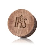 DREWNIANE Pudełko Okrągłe  NA PENDRIVE USB IKNW/CS IHS KOMUNIA