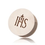 DREWNIANE Pudełko Okrągłe  NA PENDRIVE USB IKNW/CS IHS KOMUNIA