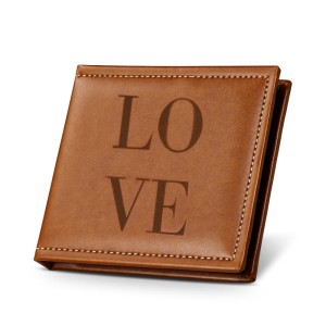 ETUI ŚLUBNE NA PENDRIVE IPE/TL SKÓRZANE BRĄZOWE Z NAPISEM LOVE