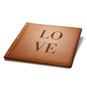  IFE/TL- Album na zdjęcia wklejane z brązowej skóry ekologicznej z grawerem LOVE