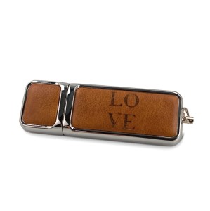 pendrive ślubny 16-256 gb PZUT/L usb skórzany brązowy z napisem love