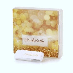 Zestaw Etui + Pendrive studniówkowy  16-256 GB z napisem studniówka złoty zep231