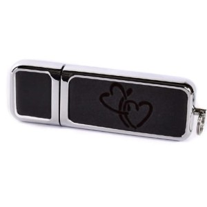 pendrive ślubny 16-256 gb PZUV/S usb skórzany czarny serca.