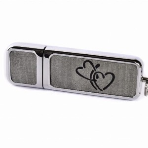 pendrive ślubny 16-256 gb PZUS/S usb materiałowy szary serca