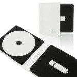 ETUI ŚLUBNE NA PENDRIVE I PŁYTĘ IPCE/PP SKÓRZANE BIAŁE OBRĄCZKI